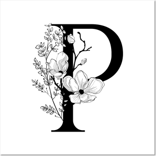 Letter P Monogram - Floral Initial Posters and Art